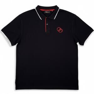 Roberto Cavalli Class Polo Shirt Mens 2XL Navy White Collar Logo Stretch Casual